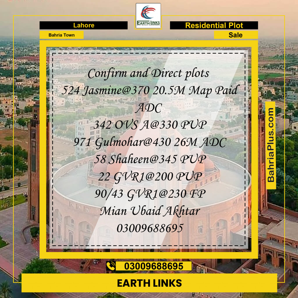 Residential Plot for Sale in Sector C - Jasmine Block -  Bahria Town, Lahore - (BP-158821)
