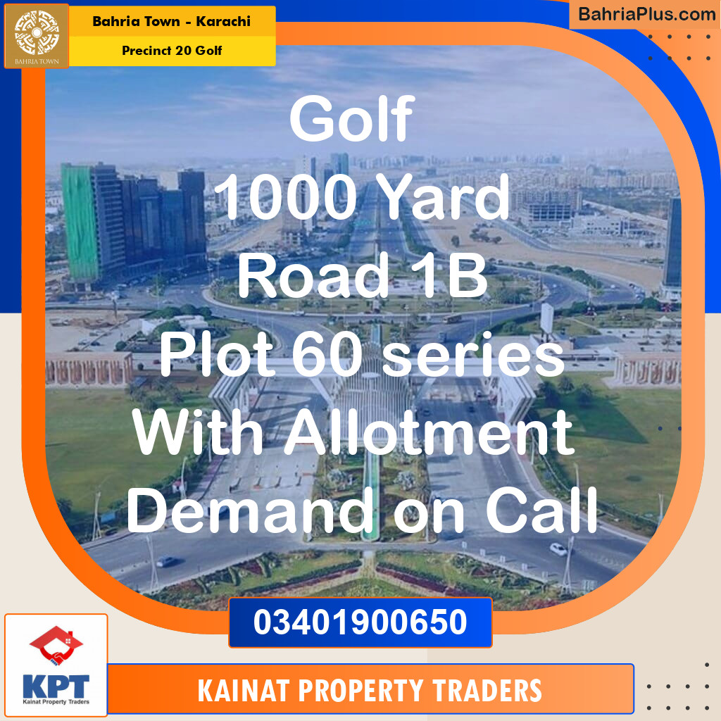 1000 Sq. Yards Residential Plot for Sale in Precinct 20 Golf -  Bahria Town, Karachi - (BP-158877)