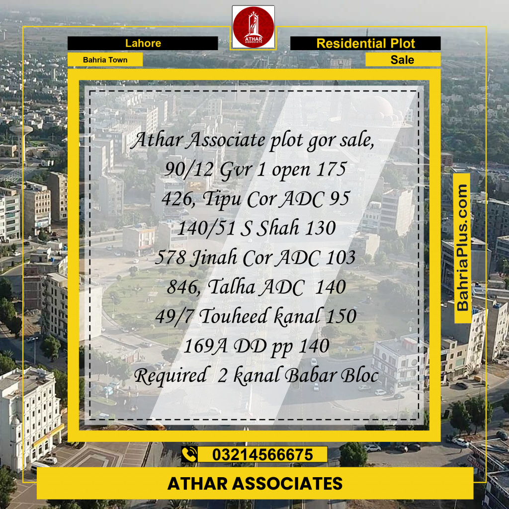 Residential Plot for Sale in Golf Phase 1 -  Bahria Town, Lahore - (BP-158890)