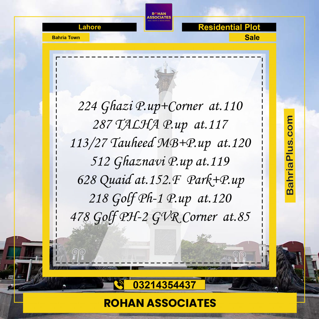 Residential Plot for Sale in Sector F - Ghazi Block -  Bahria Town, Lahore - (BP-158897)