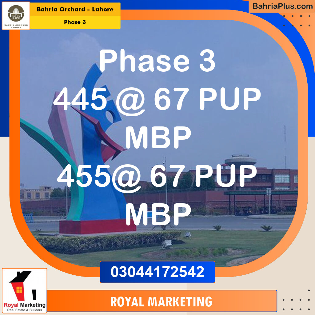 Residential Plot for Sale in Phase 3 -  Bahria Orchard, Lahore - (BP-158915)