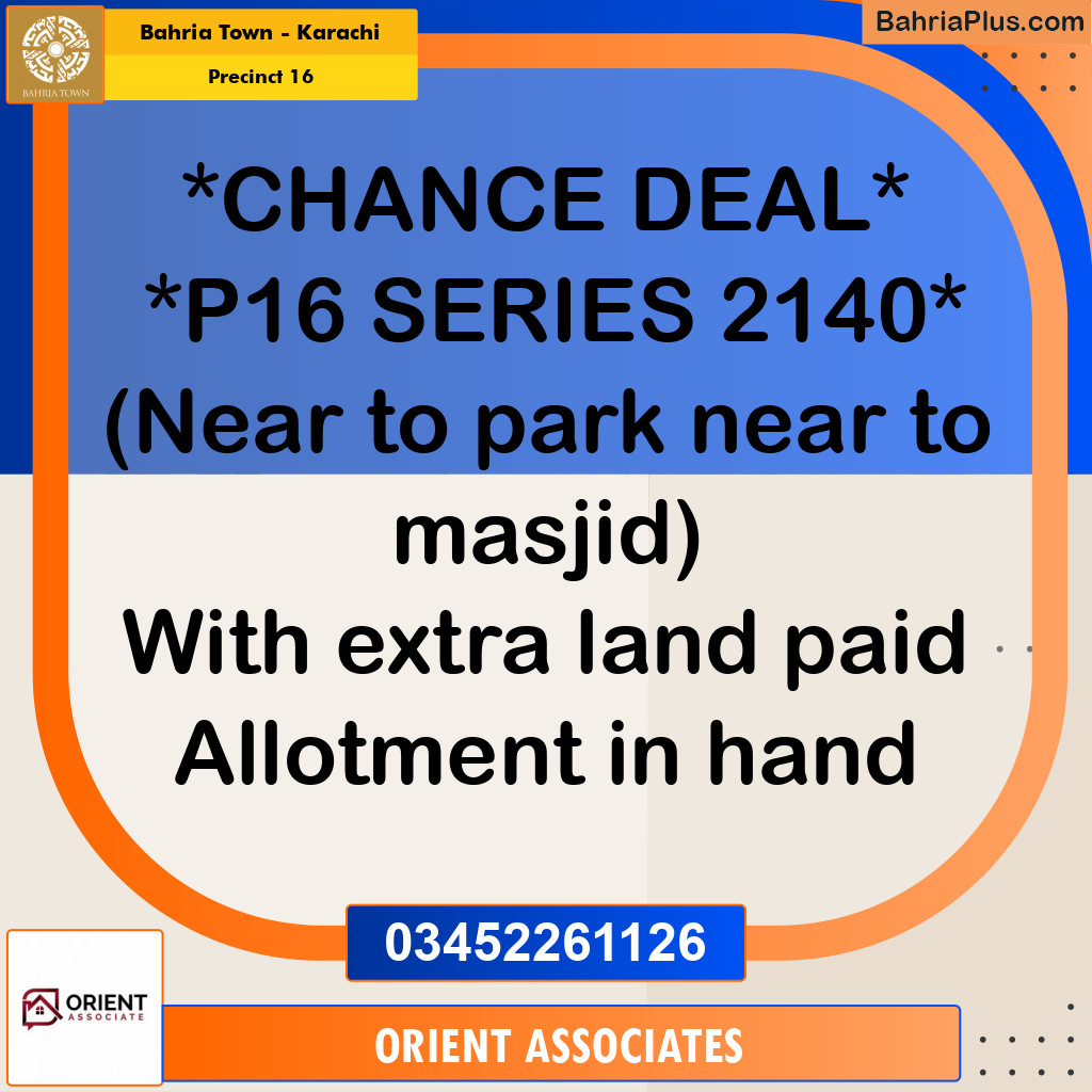 250 Sq. Yards Residential Plot for Sale in Precinct 16 -  Bahria Town, Karachi - (BP-158928)