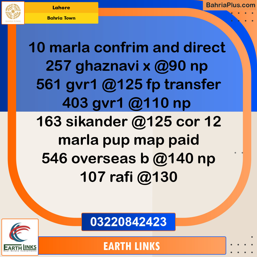 Residential Plot for Sale in Bahria Town, Lahore - (BP-159031)