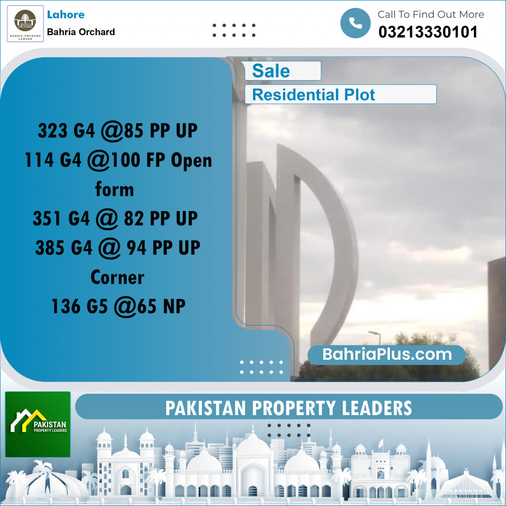 Residential Plot for Sale in Phase 4 - G4 Block -  Bahria Orchard, Lahore - (BP-159052)