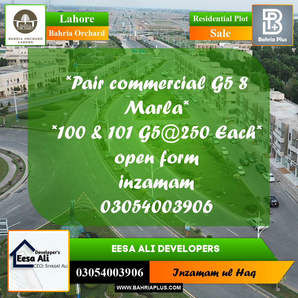 Residential Plot for Sale in Bahria Orchard, Lahore - (BP-159074)