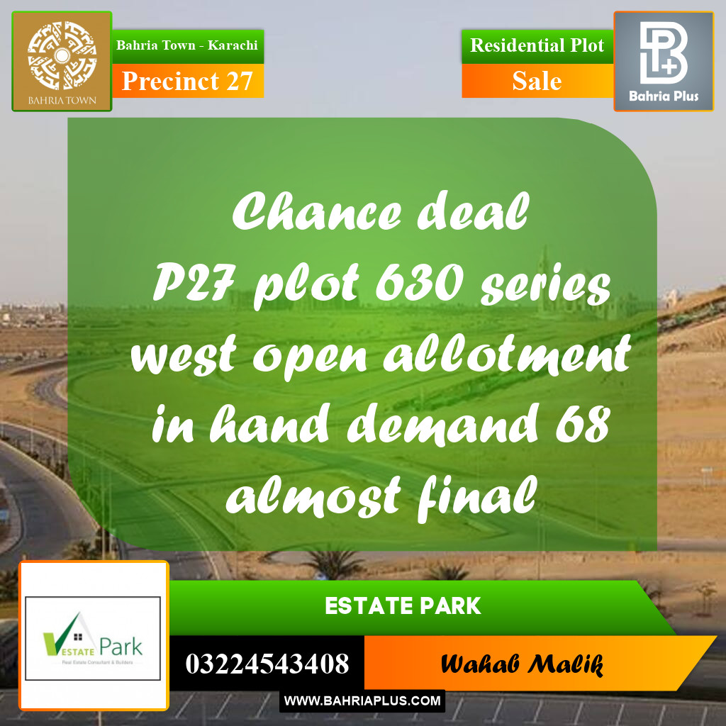Residential Plot for Sale in Precinct 27 -  Bahria Town, Karachi - (BP-159078)