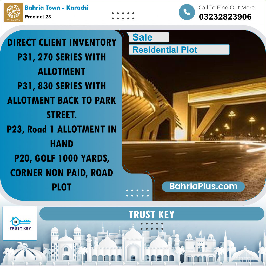 125 Sq. Yards Residential Plot for Sale in Precinct 23 -  Bahria Town, Karachi - (BP-159093)