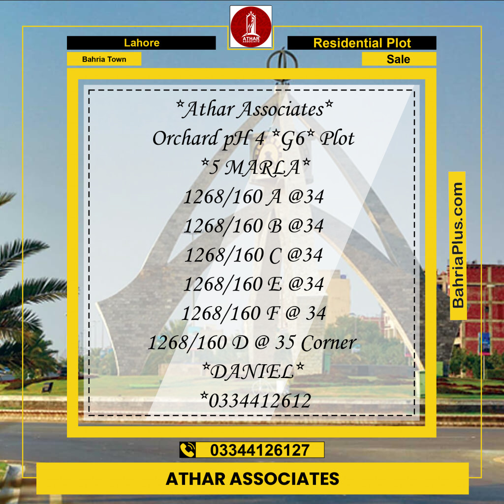 Residential Plot for Sale in Bahria Town, Lahore - (BP-159107)