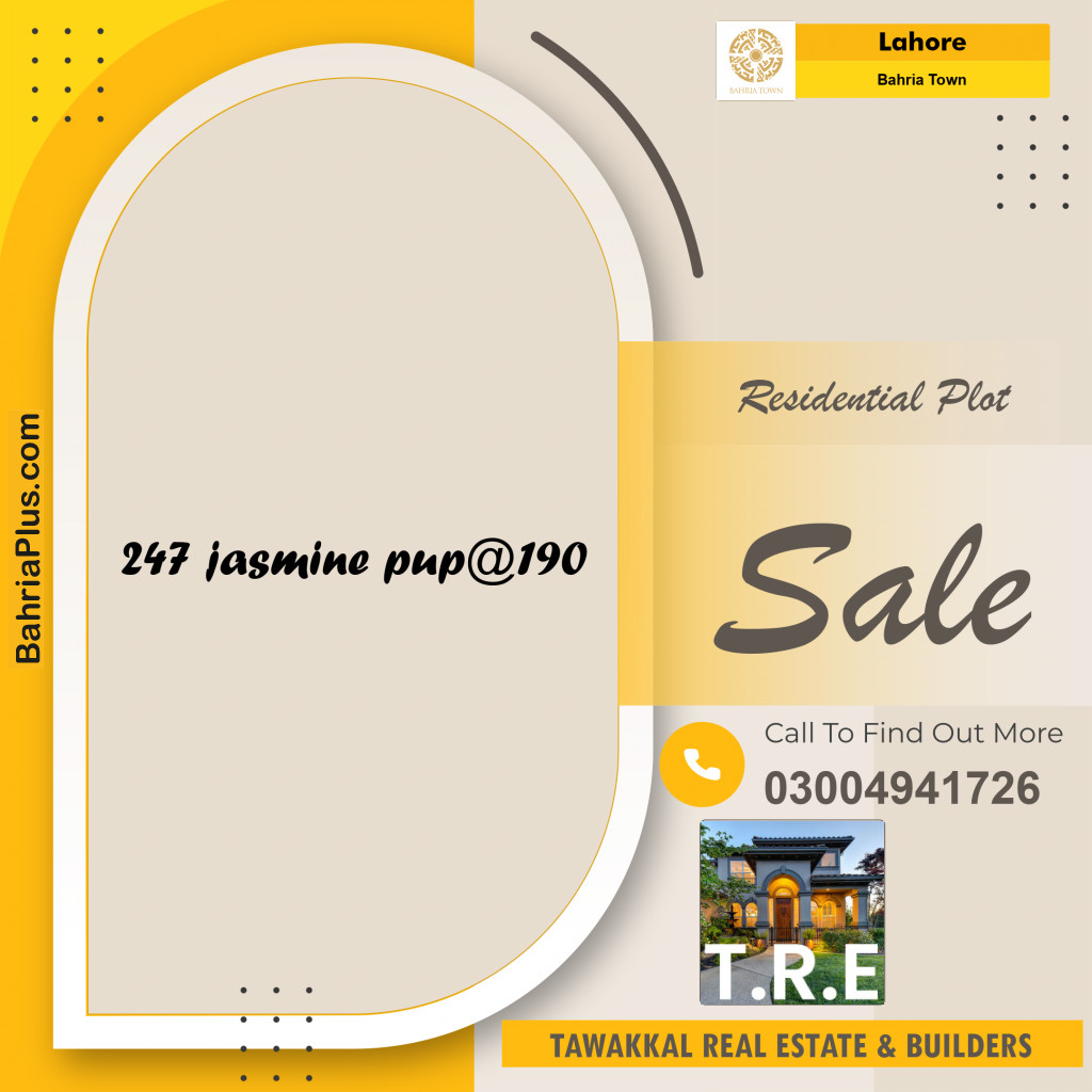 Residential Plot for Sale in Sector C - Jasmine Block -  Bahria Town, Lahore - (BP-159120)