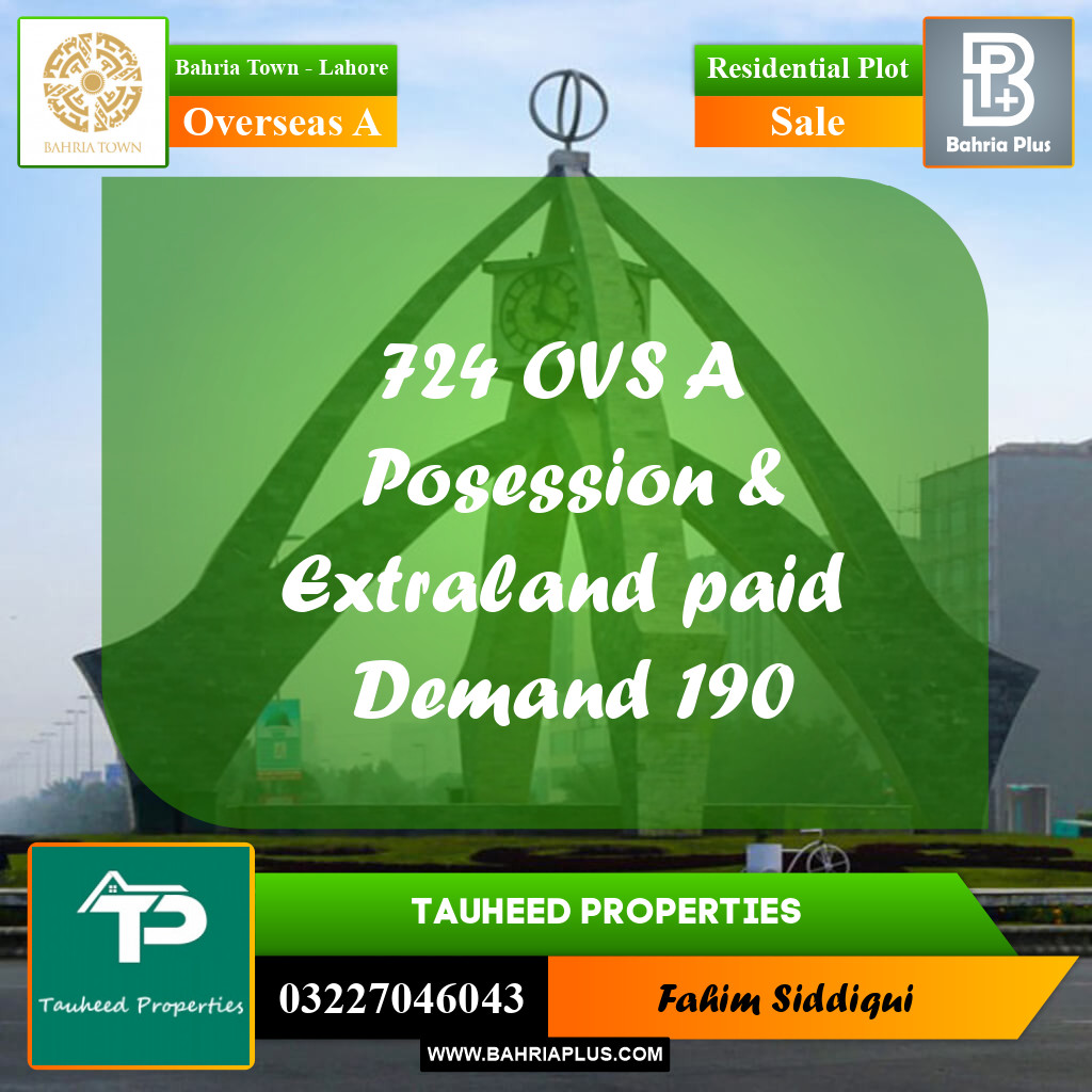 Residential Plot for Sale in Overseas A -  Bahria Town, Lahore - (BP-159142)