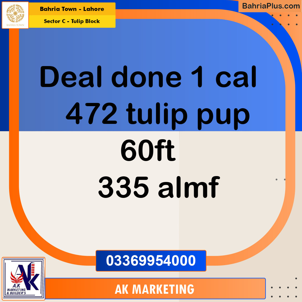 Residential Plot for Sale in Sector C - Tulip Block - Bahria Town, Lahore - (BP-159168)