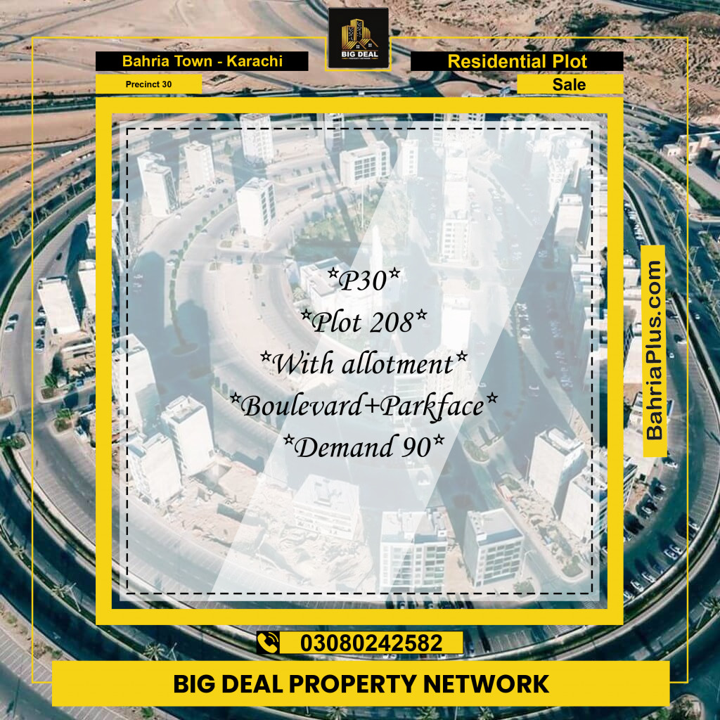 250 Sq. Yards Residential Plot for Sale in Precinct 30 -  Bahria Town, Karachi - (BP-159172)