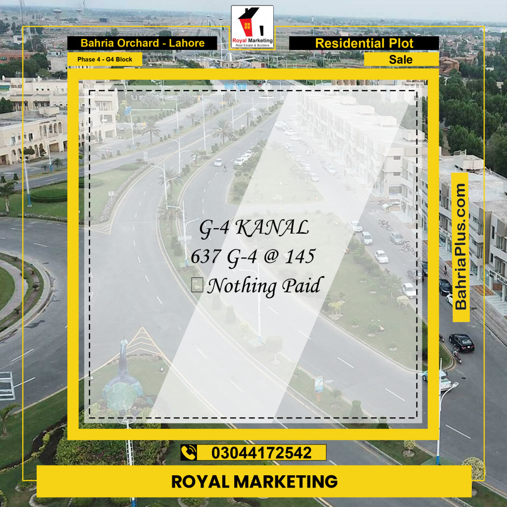 Residential Plot for Sale in Phase 4 - G4 Block - Bahria Orchard, Lahore - (BP-159179)