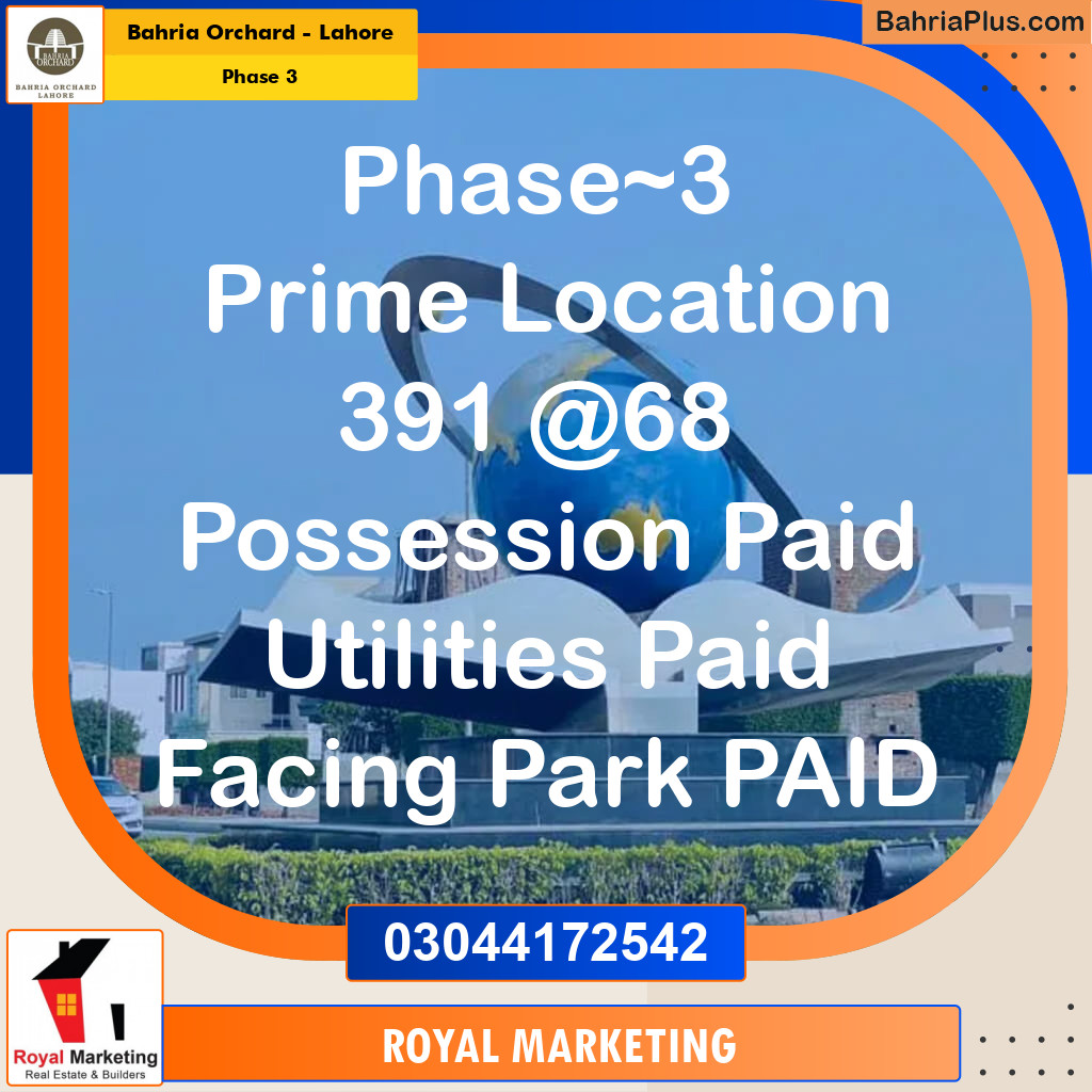 Residential Plot for Sale in Phase 3 -  Bahria Orchard, Lahore - (BP-159183)