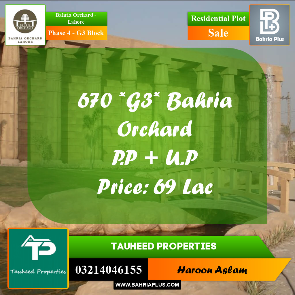 Residential Plot for Sale in Phase 4 - G3 Block -  Bahria Orchard, Lahore - (BP-159234)