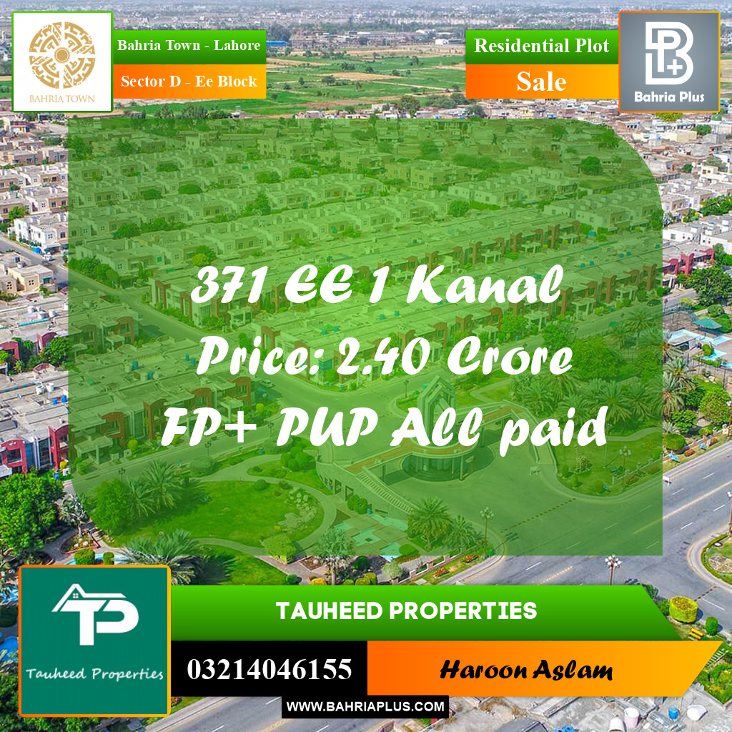 Residential Plot for Sale in Sector D - EE Block -  Bahria Town, Lahore - (BP-159238)