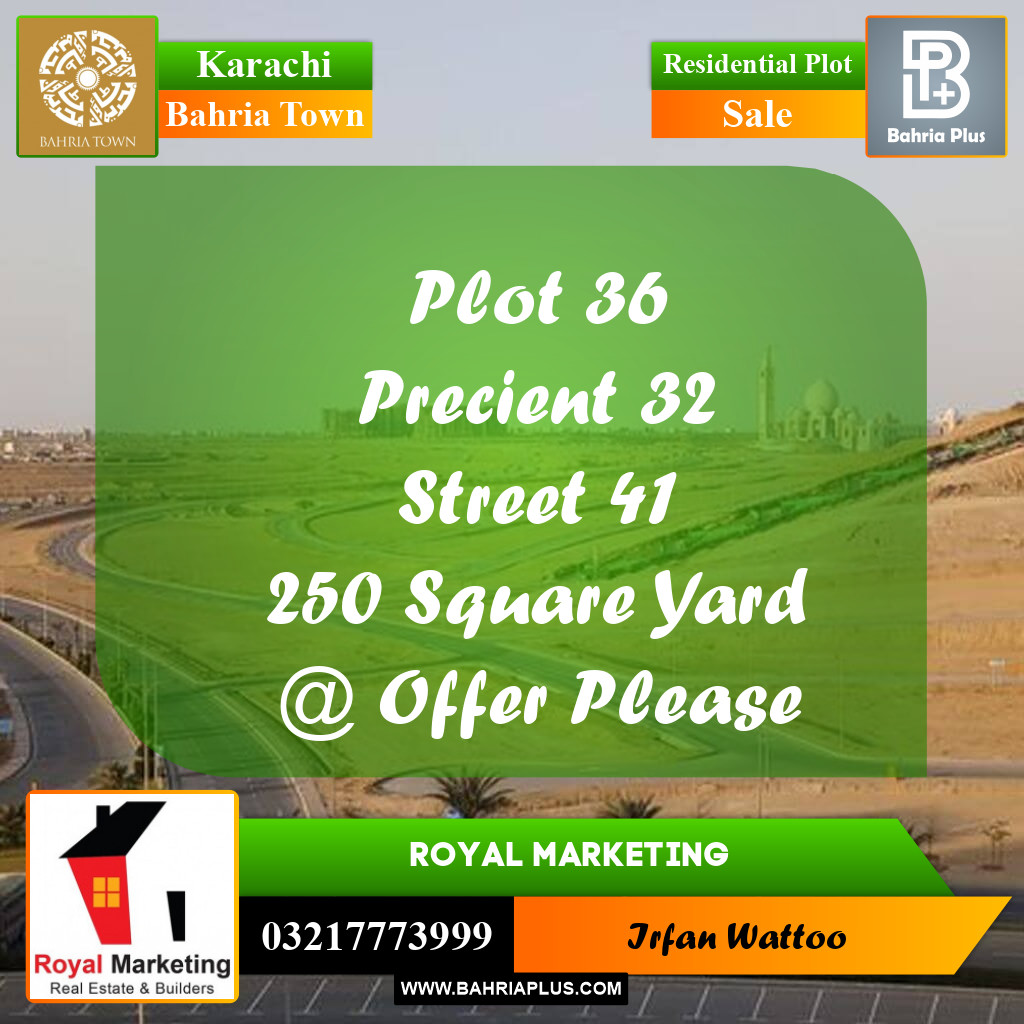 250 Sq. Yards Residential Plot for Sale in Precinct 32 -  Bahria Town, Karachi - (BP-159251)