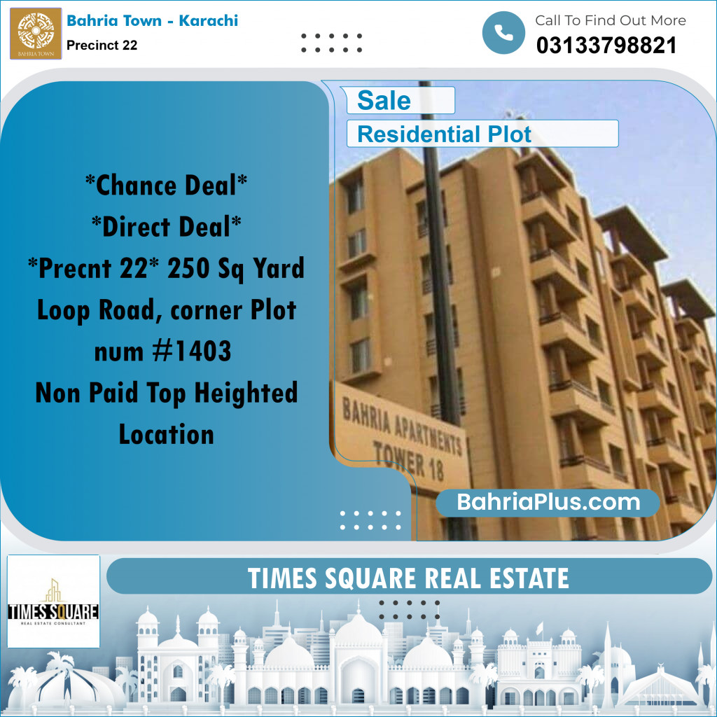 250 Sq. Yards Residential Plot for Sale in Precinct 22 -  Bahria Town, Karachi - (BP-159252)