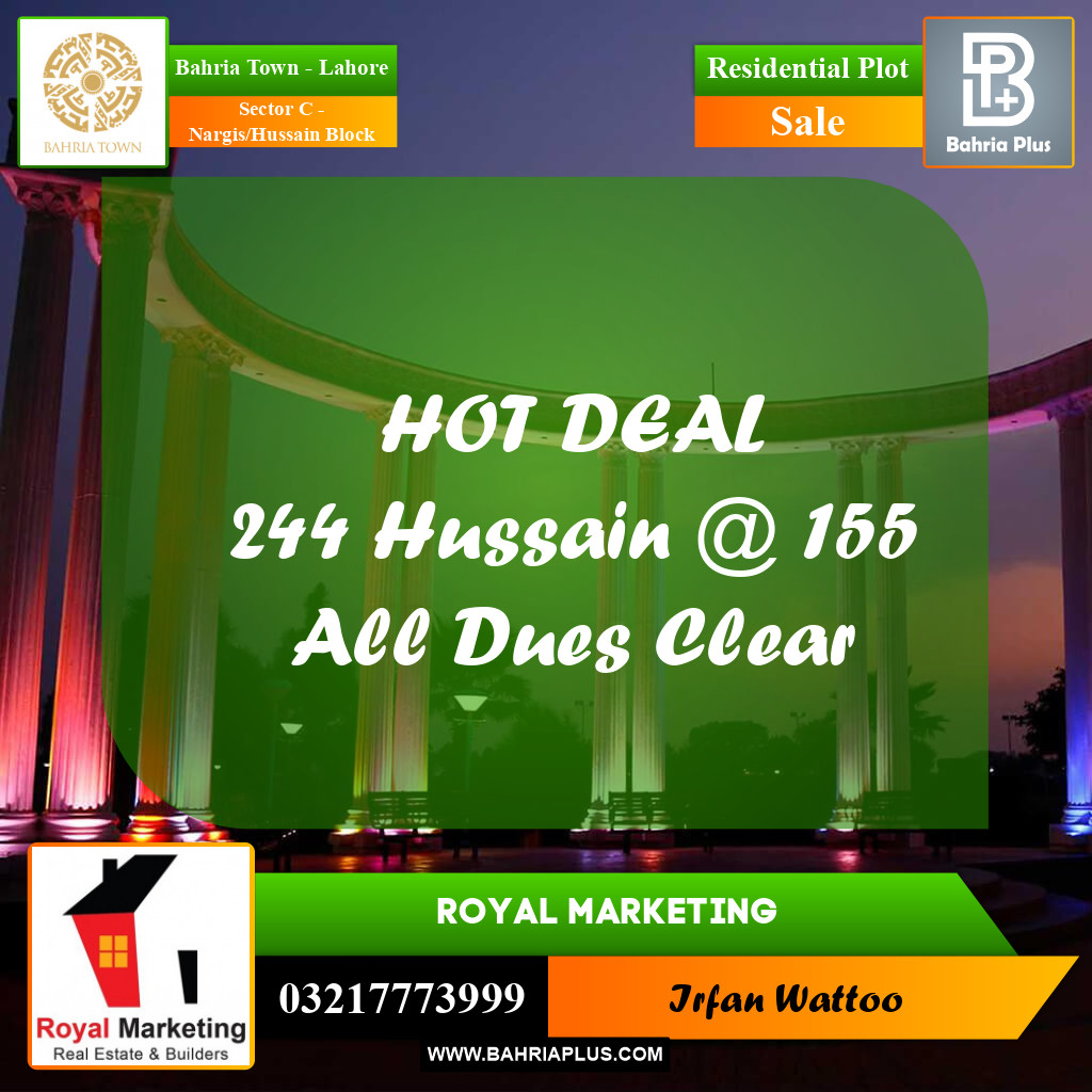 Residential Plot for Sale in Sector C - Nargis/Hussain Block -  Bahria Town, Lahore - (BP-159263)