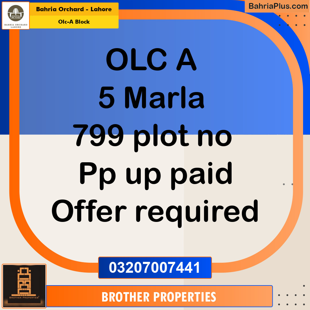 Residential Plot for Sale in OLC-A Block -  Bahria Orchard, Lahore - (BP-159267)