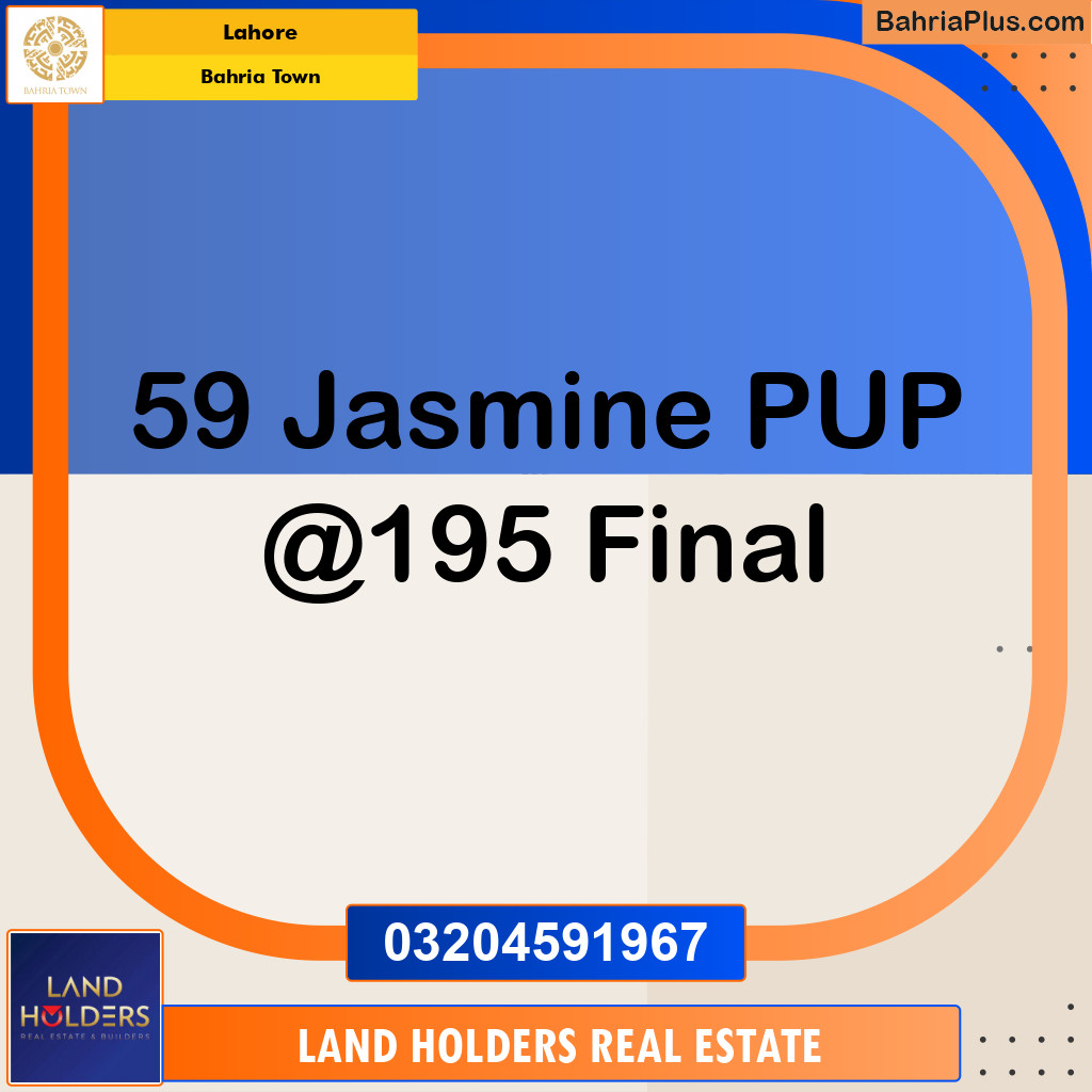 Residential Plot for Sale in Sector C - Jasmine Block -  Bahria Town, Lahore - (BP-159273)