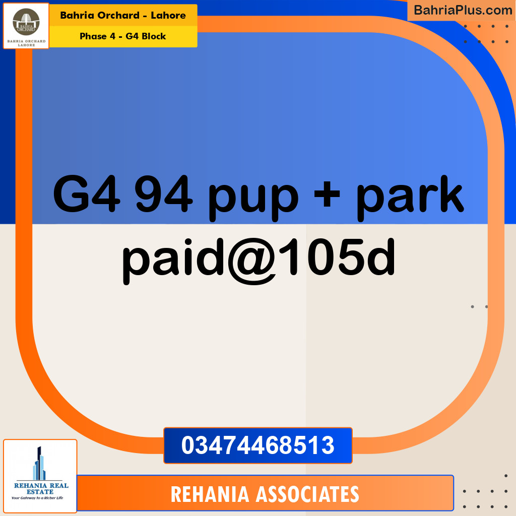 Residential Plot for Sale in Phase 4 - G4 Block -  Bahria Orchard, Lahore - (BP-159279)