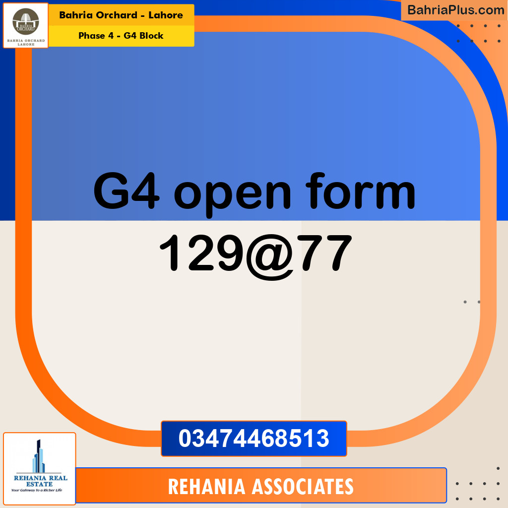 Residential Plot for Sale in Phase 4 - G4 Block -  Bahria Orchard, Lahore - (BP-159288)