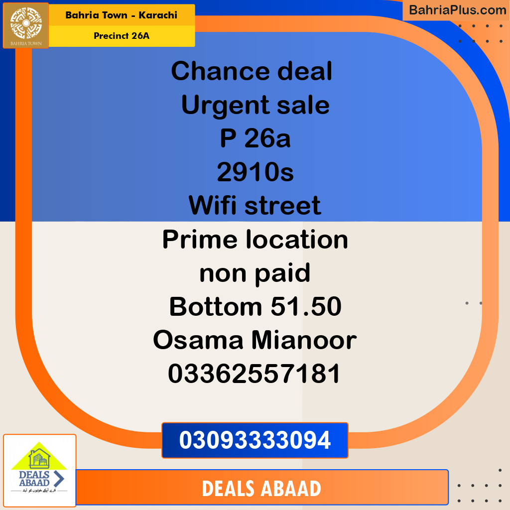 125 Sq. Yards Residential Plot for Sale in Precinct 26A -  Bahria Town, Karachi - (BP-159329)