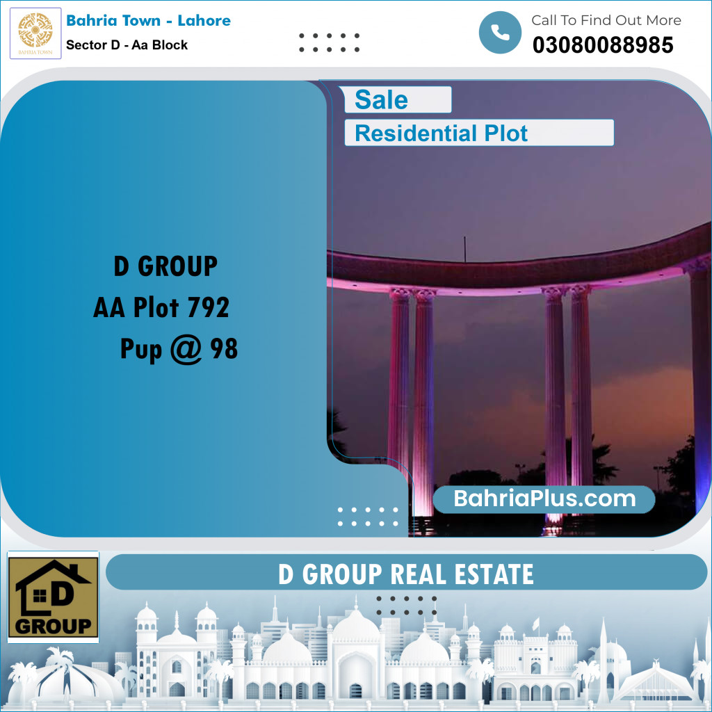 Residential Plot for Sale in Sector D - AA Block -  Bahria Town, Lahore - (BP-159330)