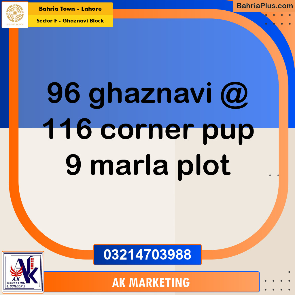 Residential Plot for Sale in Sector F - Ghaznavi Block - Bahria Town, Lahore - (BP-159344)