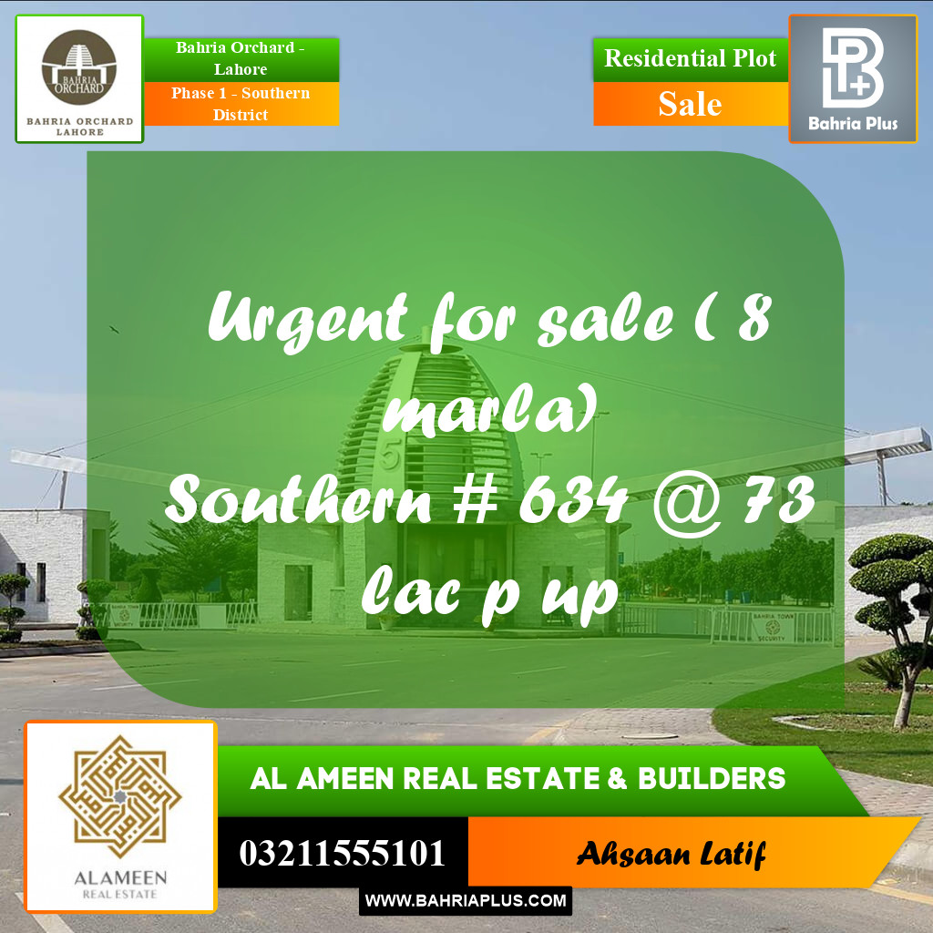 Residential Plot for Sale in Phase 1 - Southern District - Bahria Orchard, Lahore - (BP-159354)