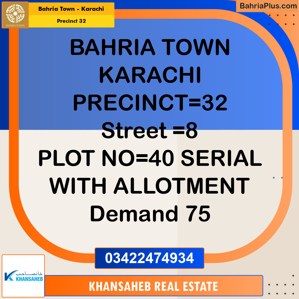 250 Sq. Yards Residential Plot for Sale in Precinct 32 -  Bahria Town, Karachi - (BP-159391)