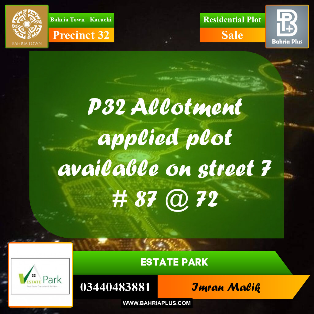 250 Sq. Yards Residential Plot for Sale in Precinct 32 -  Bahria Town, Karachi - (BP-159432)