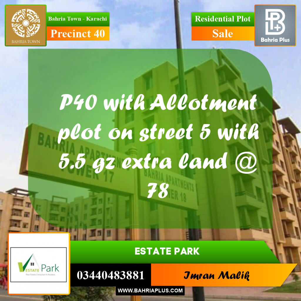 Residential Plot for Sale in Precinct 40 - Bahria Town, Karachi - (BP-159433)