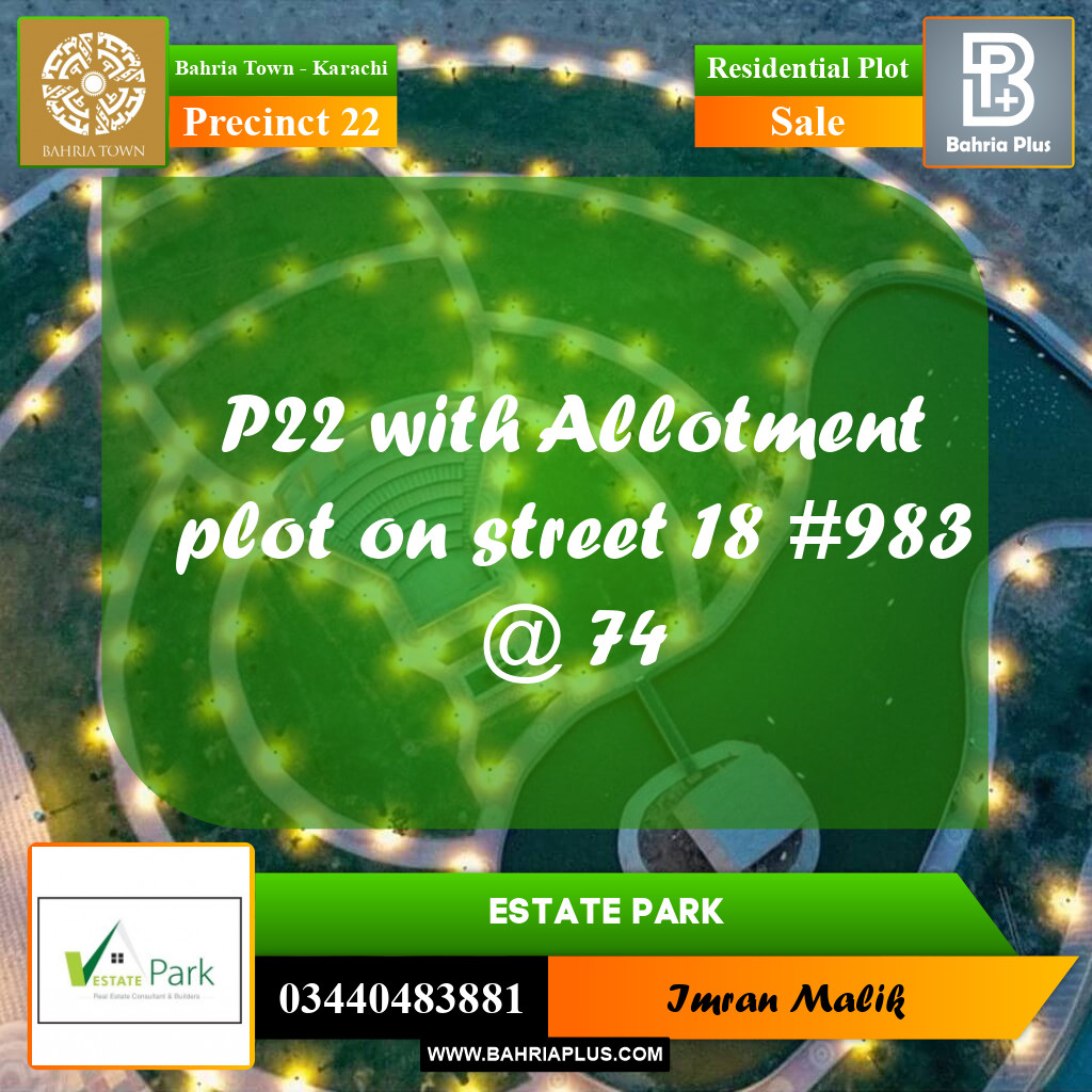 250 Sq. Yards Residential Plot for Sale in Precinct 22 -  Bahria Town, Karachi - (BP-159434)