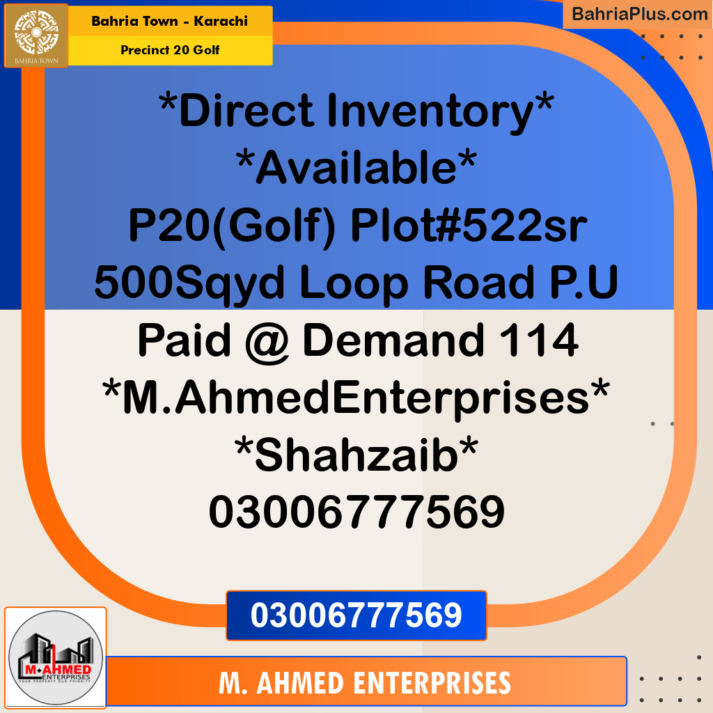 500 Sq. Yards Residential Plot for Sale in Precinct 20 Golf -  Bahria Town, Karachi - (BP-159466)