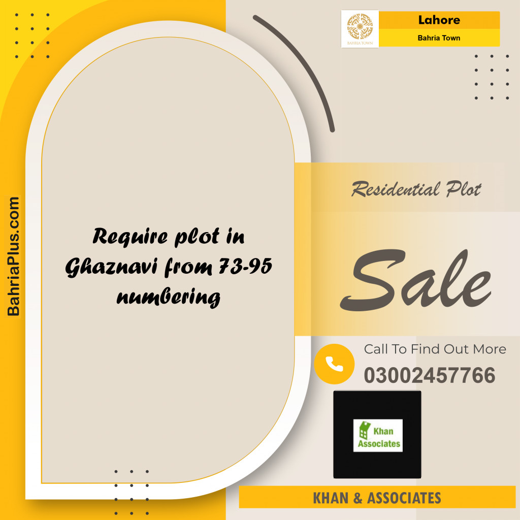 Residential Plot for Sale in Sector F - Ghaznavi Block - Bahria Town, Lahore - (BP-159505)