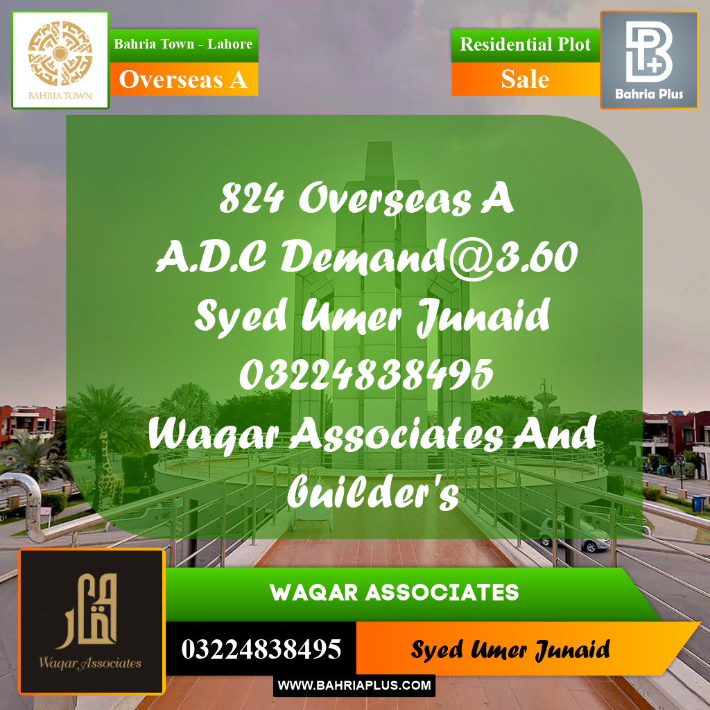 Residential Plot for Sale in Overseas A -  Bahria Town, Lahore - (BP-159515)