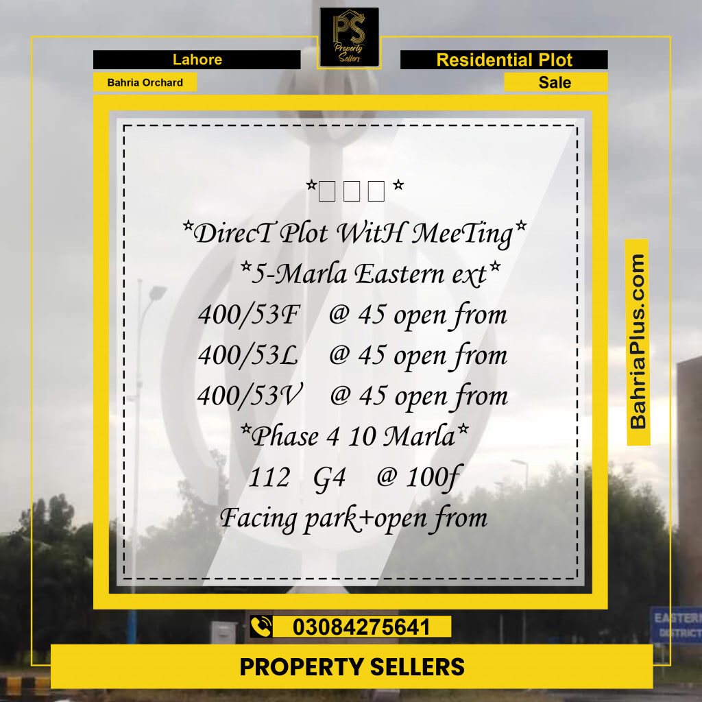 Residential Plot for Sale in Bahria Orchard, Lahore - (BP-159582)