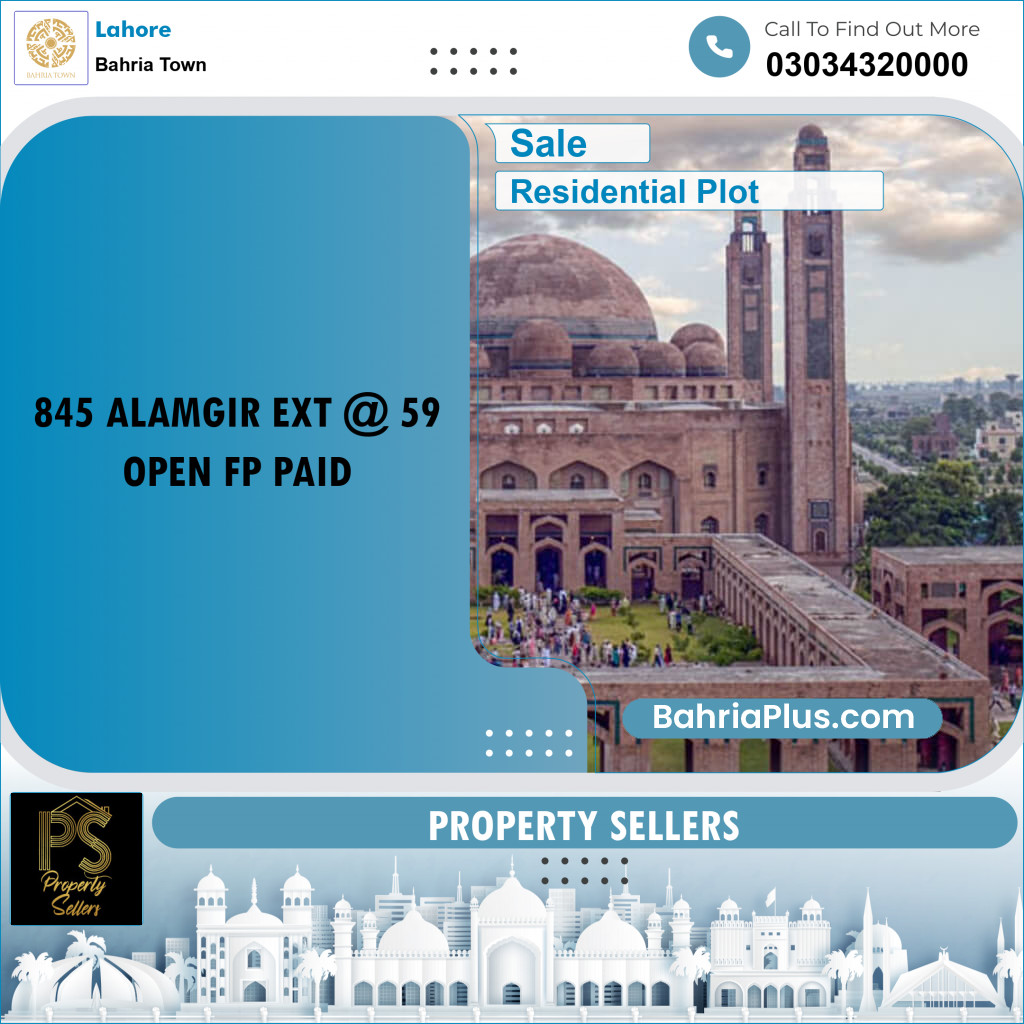 Residential Plot for Sale in Sector F - Alamgir Block -  Bahria Town, Lahore - (BP-159584)