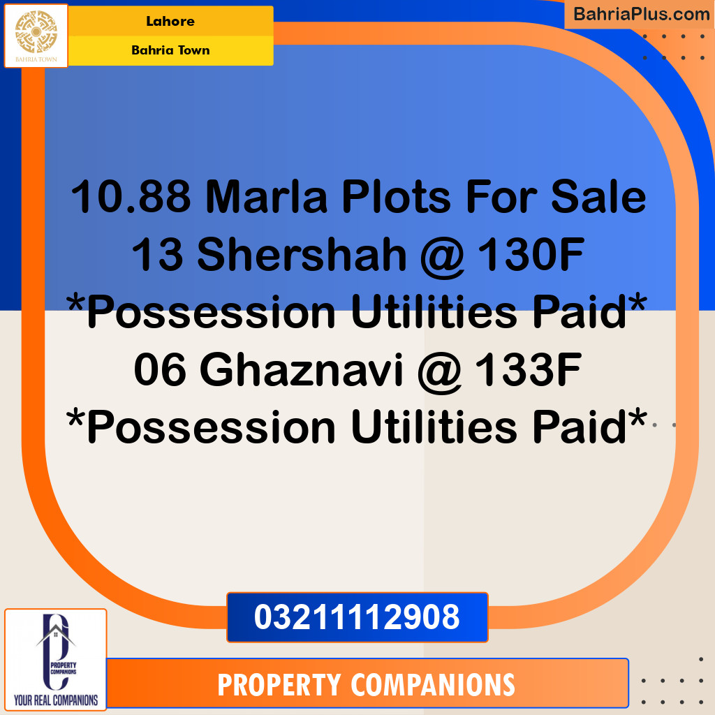 Residential Plot for Sale in Sector F - Shershah Block - Bahria Town, Lahore - (BP-159608)