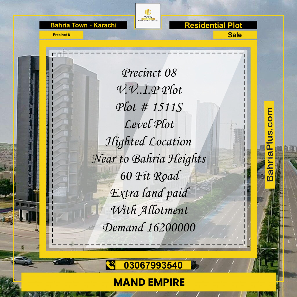 250 Sq. Yards Residential Plot for Sale in Precinct 8 - Bahria Town, Karachi - (BP-159710)