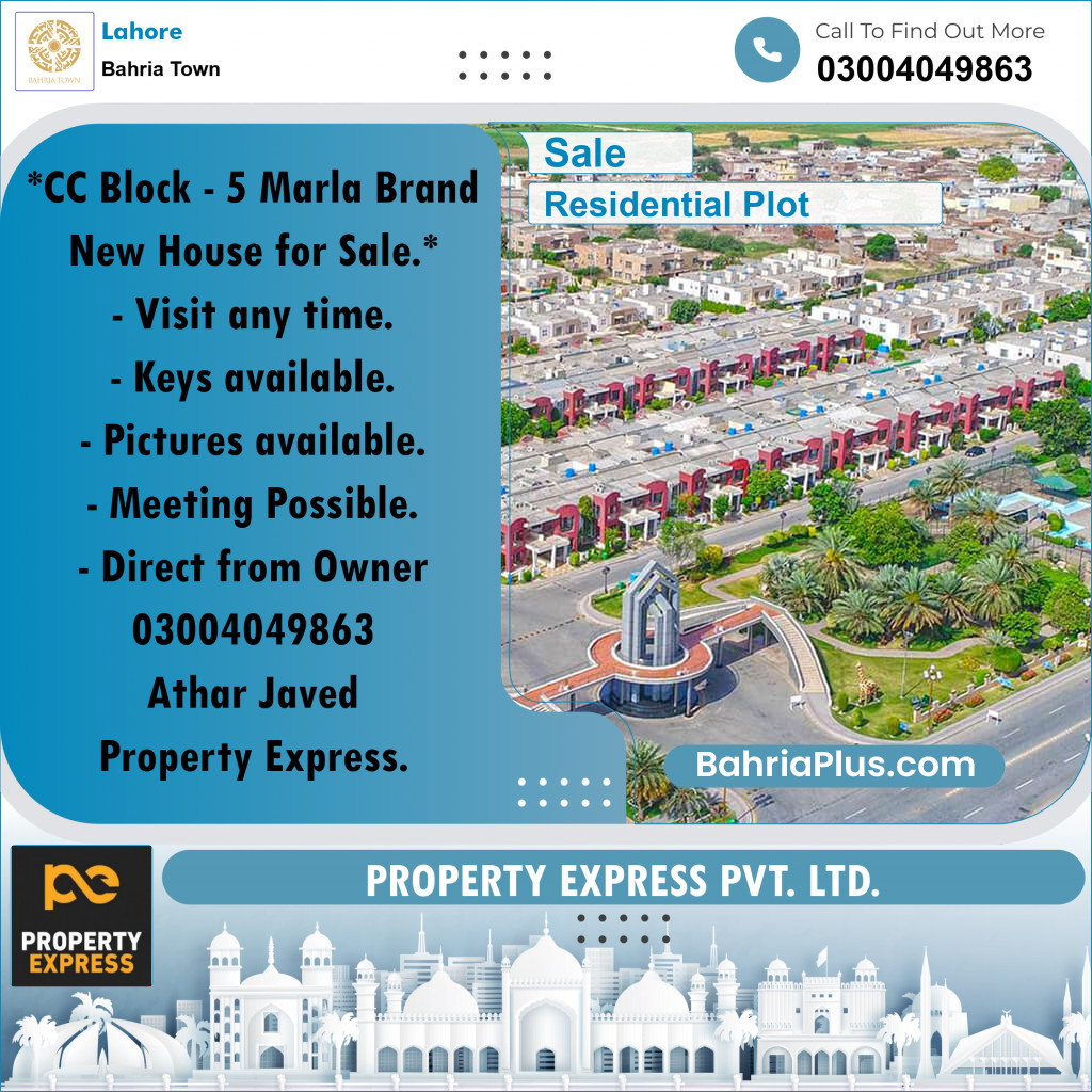 Residential Plot for Sale in Sector D - CC Block -  Bahria Town, Lahore - (BP-159784)