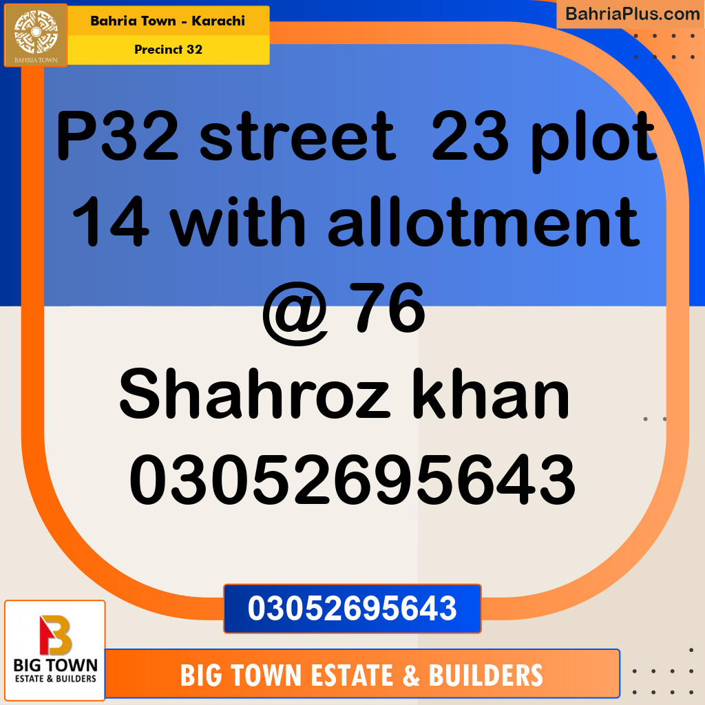250 Sq. Yards Residential Plot for Sale in Precinct 32 -  Bahria Town, Karachi - (BP-159824)