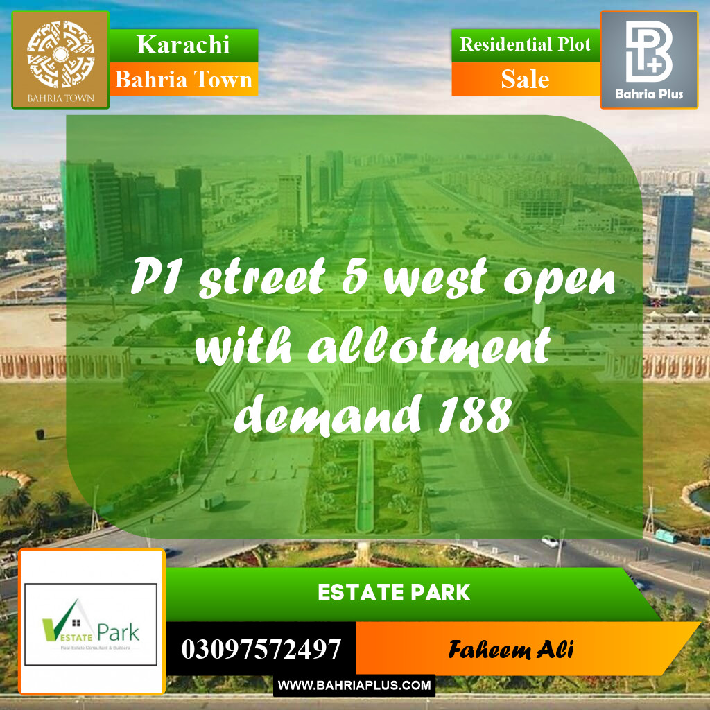 250 Sq. Yards Residential Plot for Sale in Precinct 1 -  Bahria Town, Karachi - (BP-159847)
