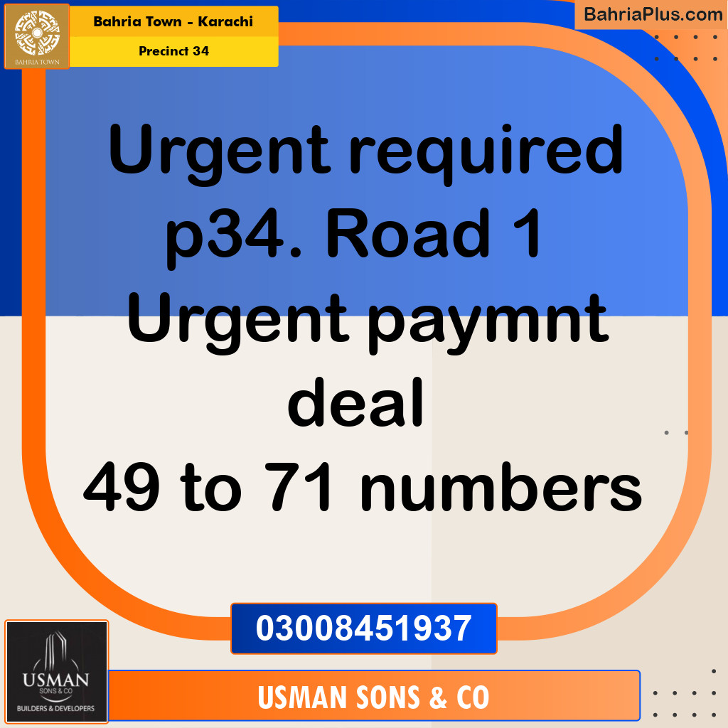 250 Sq. Yards Residential Plot for Sale in Precinct 34 - Bahria Town, Karachi - (BP-159856)