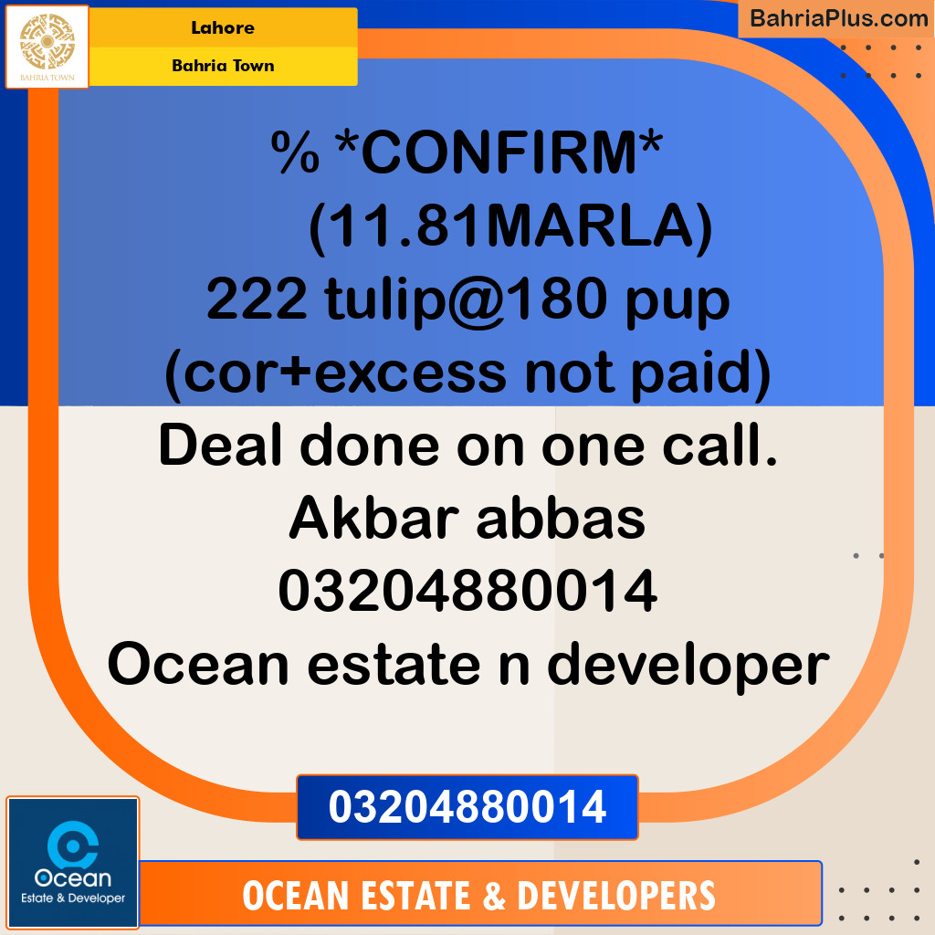 Residential Plot for Sale in Sector C - Tulip Block -  Bahria Town, Lahore - (BP-159890)