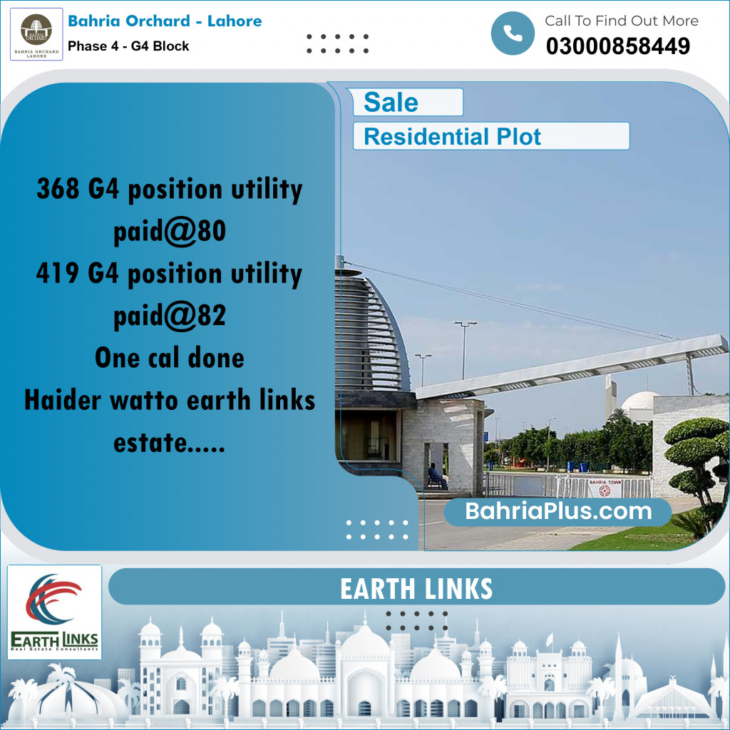 Residential Plot for Sale in Phase 4 - G4 Block - Bahria Orchard, Lahore - (BP-159907)