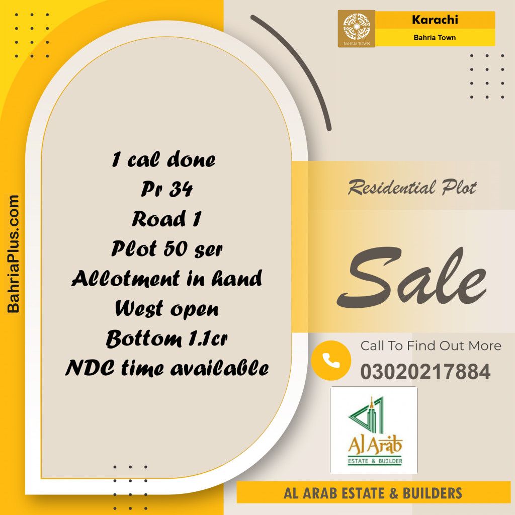 250 Sq. Yards Residential Plot for Sale in Precinct 34 -  Bahria Town, Karachi - (BP-159960)