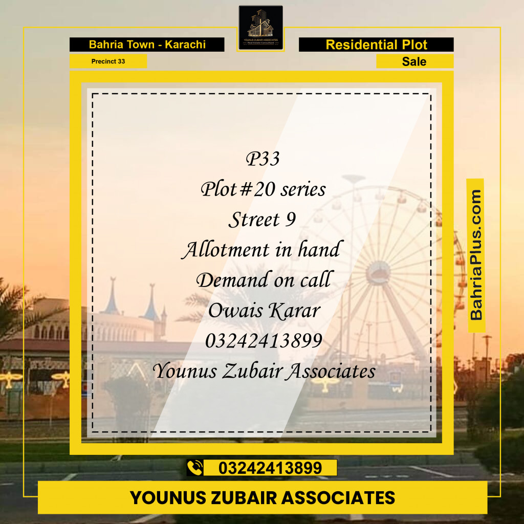 Residential Plot for Sale in Precinct 33 -  Bahria Town, Karachi - (BP-159963)